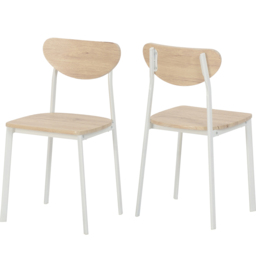 Seconique Riley 2 Seater Large Dining Set Light Oak Veneer and White - Wilko - thumbnail 5