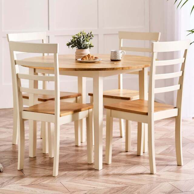 Furniturebox Salisbury Walton 4 Seater Round Dining Set Cream - Wilko - image 1