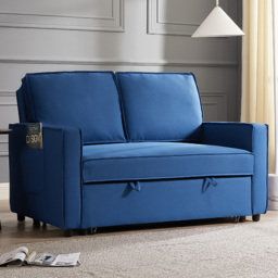 Home Detail Hugo Small Double Sleeper Blue Pull Out Sofa Bed - Size: 2 Seater - Wilko - thumbnail 1