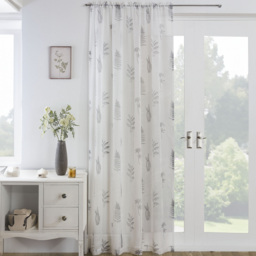 Grey Bracken Voile Curtain 183 x 140cm - Size: W 183 x D 140cm - Wilko