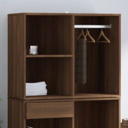 vidaXL 3 Shelf Brown Oak Engineered Wood Dressing Cabinet - Size: 65 x 80 x 40cm - Wilko