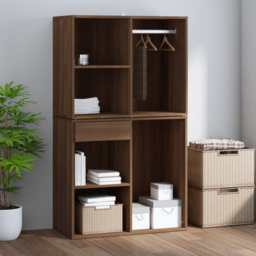 vidaXL 3 Shelf Brown Oak Engineered Wood Dressing Cabinet - Size: 65 x 80 x 40cm - Wilko - thumbnail 7