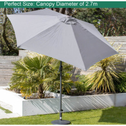 GardenKraft Grey 6 Ribs Crank and Tilt Parasol 2.7m - Wilko - thumbnail 4