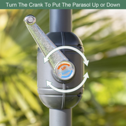 GardenKraft Grey 6 Ribs Crank and Tilt Parasol 2.7m - Wilko - thumbnail 7