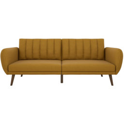 Novogratz Brittany 3 Seater Mustard Linen Sofa Bed with Wooden Legs - Wilko - thumbnail 4
