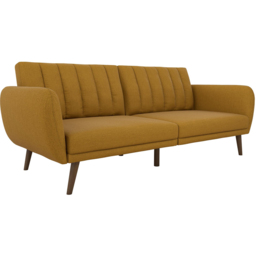 Novogratz Brittany 3 Seater Mustard Linen Sofa Bed with Wooden Legs - Wilko - thumbnail 3