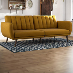 Novogratz Brittany 3 Seater Mustard Linen Sofa Bed with Wooden Legs - Wilko - thumbnail 7