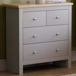 Vida Designs Arlington 4 Drawer Grey Shaker Style Chest of Drawers - Wilko