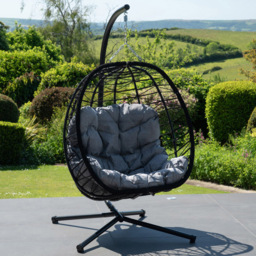 Artemis Home Hebden Dark Grey Garden Hanging Egg Chair - Size: 190 x 107 x 75cm - Wilko - thumbnail 1