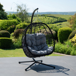 Artemis Home Hebden Dark Grey Garden Hanging Egg Chair - Size: 190 x 107 x 75cm - Wilko - thumbnail 6