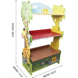 Teamson Kids Fantasy Fields 3 Shelf Sunny Safari Bookshelf Toy Furniture - Size: 96.5 x 29.2 x 55.6cm - Blue - Wilko - thumbnail 6