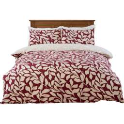 Carolina Leaf Duvet Set Burgundy Superking - Divante Finest - Wilko - thumbnail 3
