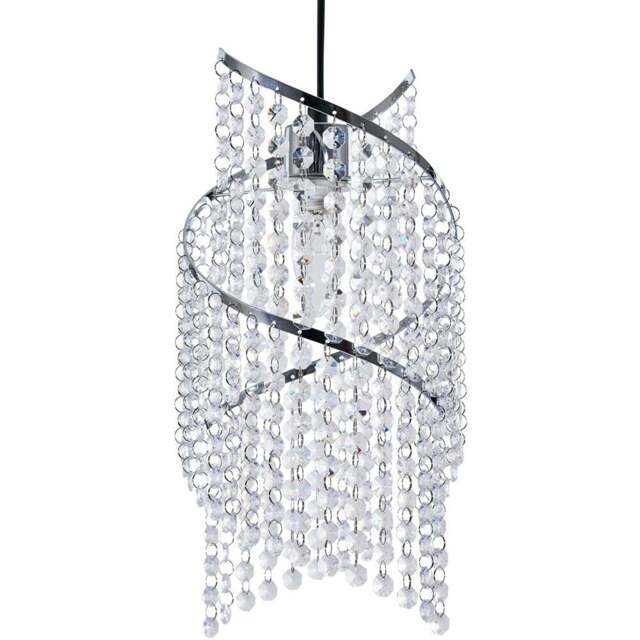 Innoteck Chrome Spiral Droplet Pendant Light Shade - Size: 41 x 18 x 18cm - Clear - Wilko - image 1