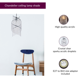 Innoteck Chrome Spiral Droplet Pendant Light Shade - Size: 41 x 18 x 18cm - Clear - Wilko - thumbnail 4