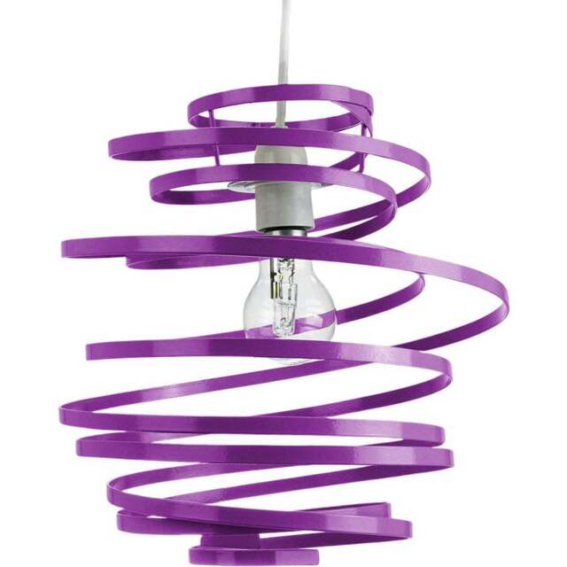 Happy Homewares Purple Gloss Metal Ribbon Swirl Ceiling Light Pendant - Size: 35 x 23 x 23cm - Wilko - image 1