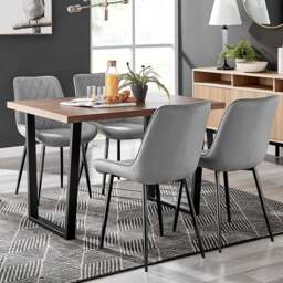 Furniturebox Solo Cesano 4 Seater Dining Set Brown Grey and Black - Wilko - thumbnail 1