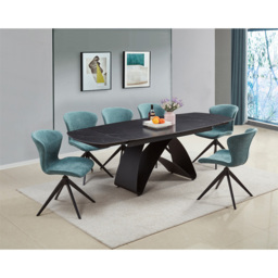 DS Living Maelis 6 Seater Dining Table Black and Grey Intertwined Stone - Wilko - thumbnail 7