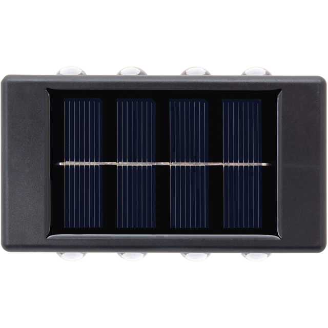 Gardenkraft 8 LED Solar Fence Wall Light 2 Pack - Size: 2.3 x 10 x 5.5cm - Black - Wilko - image 1