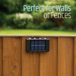 Gardenkraft 8 LED Solar Fence Wall Light 2 Pack - Size: 2.3 x 10 x 5.5cm - Black - Wilko - thumbnail 6