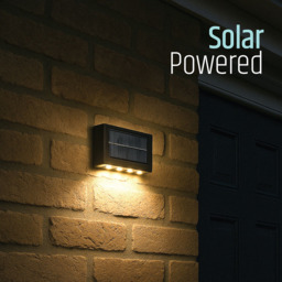 Gardenkraft 8 LED Solar Fence Wall Light 2 Pack - Size: 2.3 x 10 x 5.5cm - Black - Wilko - thumbnail 4