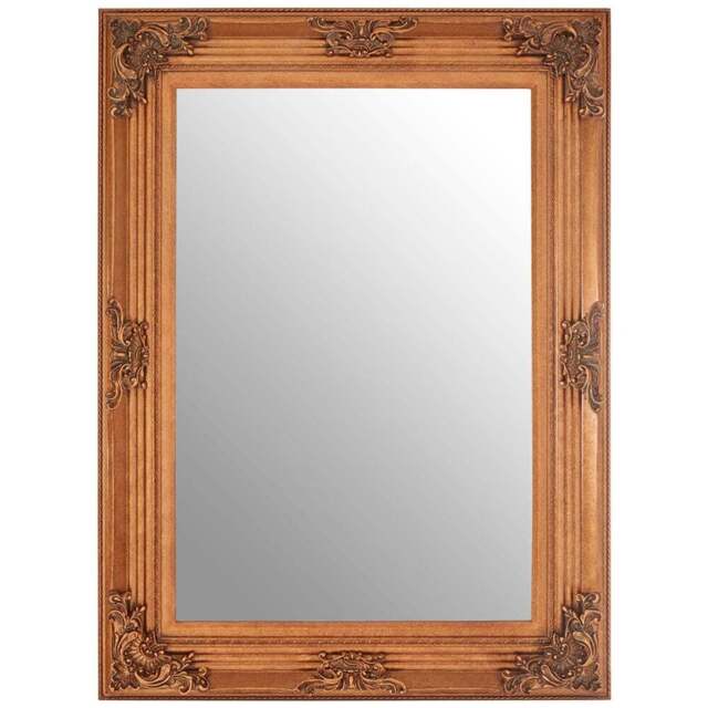 Premier Housewares Baroque Metallic Gold Rectangular Wall Mirror 74 x 104cm - Size: 104 x 74cm - Wilko - image 1