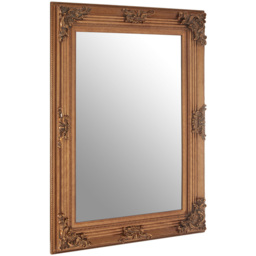 Premier Housewares Baroque Metallic Gold Rectangular Wall Mirror 74 x 104cm - Size: 104 x 74cm - Wilko - thumbnail 3