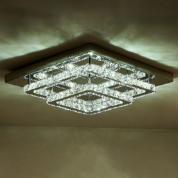 Living and Home Square Crystal LED Ceiling Light - Size: 14 x 50 x 50cm - Silver - Wilko - thumbnail 7