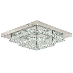 Living and Home Square Crystal LED Ceiling Light - Size: 14 x 50 x 50cm - Silver - Wilko - thumbnail 1