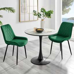 Furniturebox Elissa Cesano Marble Effect 2 Seater Round Dining Set White Green and Black - Wilko - thumbnail 1