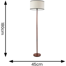 ValueLights Heather Natural Black Trim Drum Shade Dark Wood Stem LED Floor Lamp - Cream - Wilko - thumbnail 5