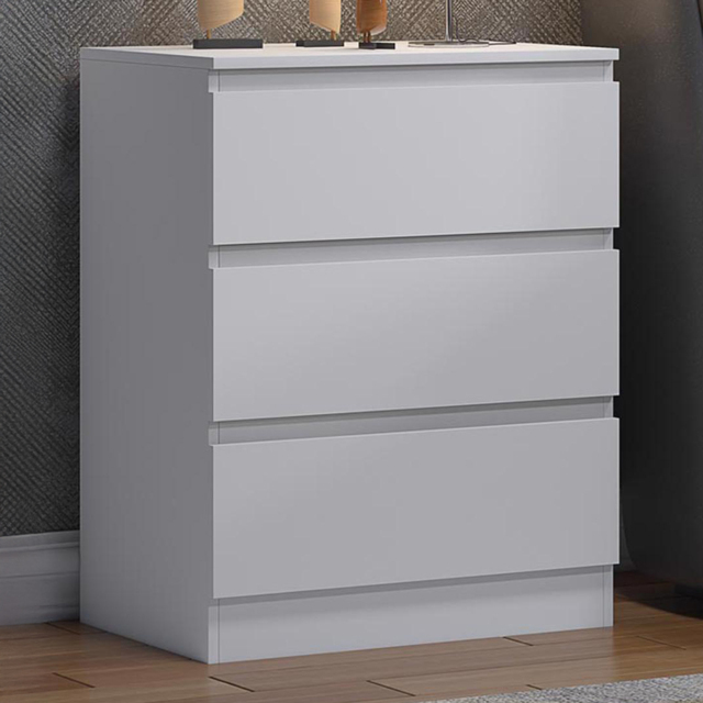 FWStyle Carlton 3 Drawer Matt White Chest of Drawers - Wilko - image 1
