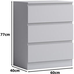 FWStyle Carlton 3 Drawer Matt White Chest of Drawers - Wilko - thumbnail 7
