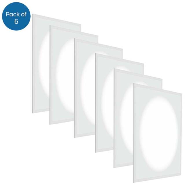 ENER-J 3400 Lumen 4000K Moon Light LED Backlit Ceiling Downlight Lamp 600 x 600mm 6 Pack - Size: 62.5 x 4.2 x 4.2cm - White - Wilko - image 1