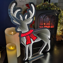 Samuel Alexander Infinity Light Up Standing Reindeer Christmas Decoration 89cm - Size: 60 x 45 x 20cm - White - Wilko