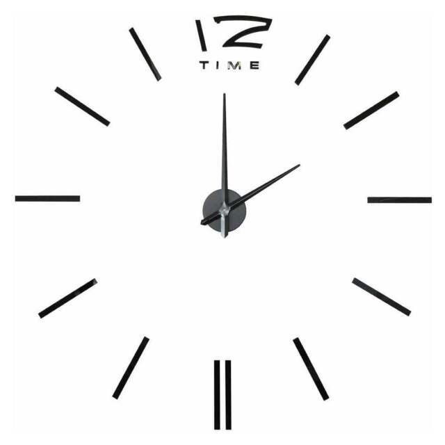 Walplus Black 3D Giant Wall Sticker Clock 130cm - Size: 130 x 130 x 3cm - Wilko - image 1