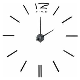 Walplus Black 3D Giant Wall Sticker Clock 130cm - Size: 130 x 130 x 3cm - Wilko