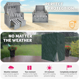 tectake Grey and White Beach Chair with Cushion - Size: 158 x 78 x 115cm - Wilko - thumbnail 4