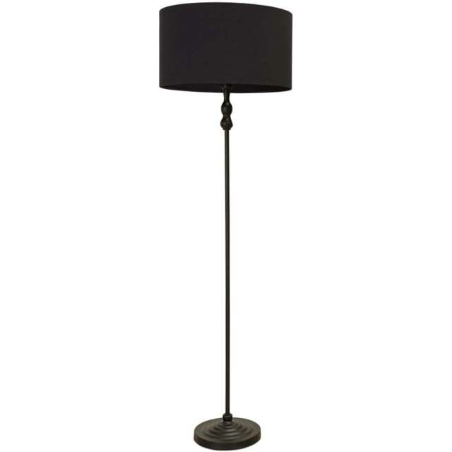 ValueLights Maggie Black Fabric Shade Black Metal Candlestick Floor Lamp - Size: 151 x 45 x 45cm - Wilko - image 1