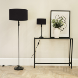 ValueLights Maggie Black Fabric Shade Black Metal Candlestick Floor Lamp - Size: 151 x 45 x 45cm - Wilko - thumbnail 5