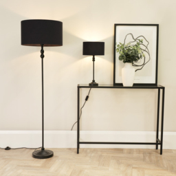 ValueLights Maggie Black Fabric Shade Black Metal Candlestick Floor Lamp - Size: 151 x 45 x 45cm - Wilko - thumbnail 6