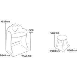 Liberty House Toys Kids White Dressing Table with Stool - Size: 81.5 x 62.5 x 34cm - Wilko - thumbnail 7
