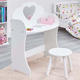 Liberty House Toys Kids White Dressing Table with Stool - Size: 81.5 x 62.5 x 34cm - Wilko - thumbnail 1