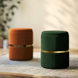 HOMCOM Green Velvet Feel Round Pouffe - Size: 46 x 37 x 37cm - Wilko - thumbnail 5