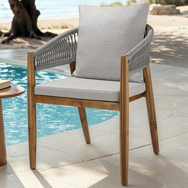tectake Manacor Set of 2 Greige Rope Design Garden chair - Size: 76.5 x 59 x 58cm - Grey - Wilko - image 1