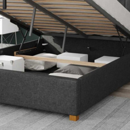 Aspire Hepburn Small Double Charcoal Saxon Twill Ottoman Bed - Grey - Aspire Beds - Wilko - thumbnail 4