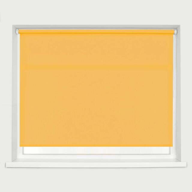 Caecus Straight Edge Roller Blind Ochre 120cm - Yellow - Wilko - image 1