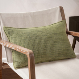 Yard Ribble Khaki Acid Wash Cushion - Size: 60 x 40 cm - Green - Yard Living - Wilko - thumbnail 3