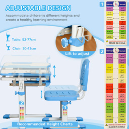 Playful Haven Blue Kids Desk and Chair Set - Size: 66 x 47 x 77cm - Wilko - thumbnail 7