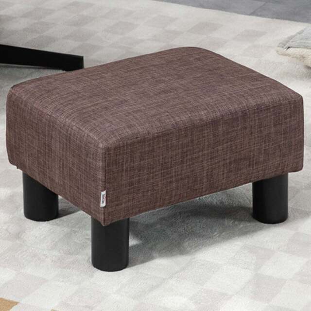 HOMCOM Small Brown Linen Fabric Footstool - Size: 17 x 33 x 43cm - Wilko - image 1