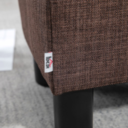 HOMCOM Small Brown Linen Fabric Footstool - Size: 17 x 33 x 43cm - Wilko - thumbnail 4